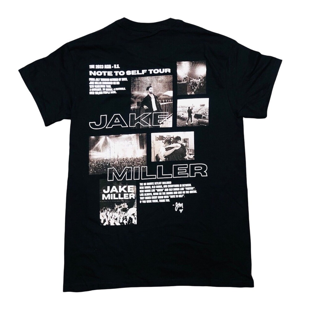 Jake Miller T‎ Shirt S Black Note To Self Tour Merch 2023 Double Sided NEW